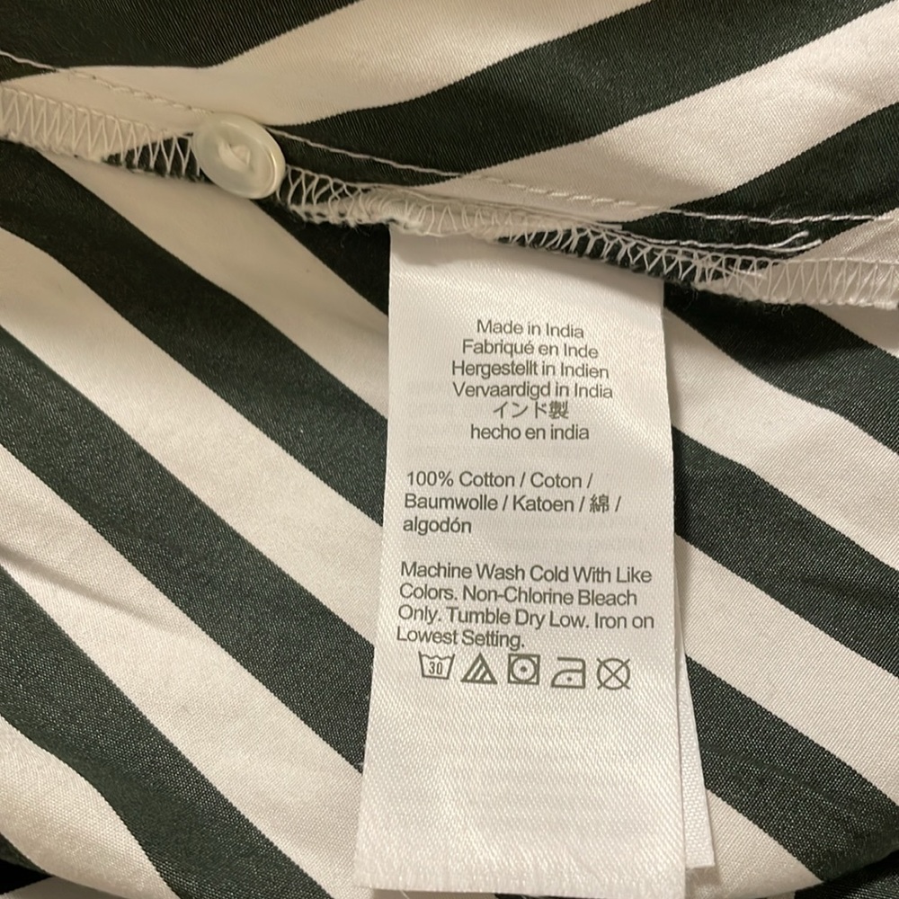 Madewell Tie-Waist Midi Shirtdress in Stripe Forest‎ Green White Size 2 - Picture 9 of 14
